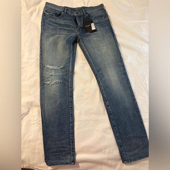 Saint Laurent Men's Faded Blue Slim Jeans - Picture 13 of 13